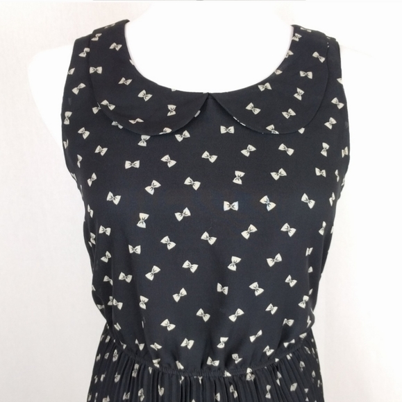 As U Wish Novelty Bow Print Micro Pleat Dress S - Picture 2 of 8